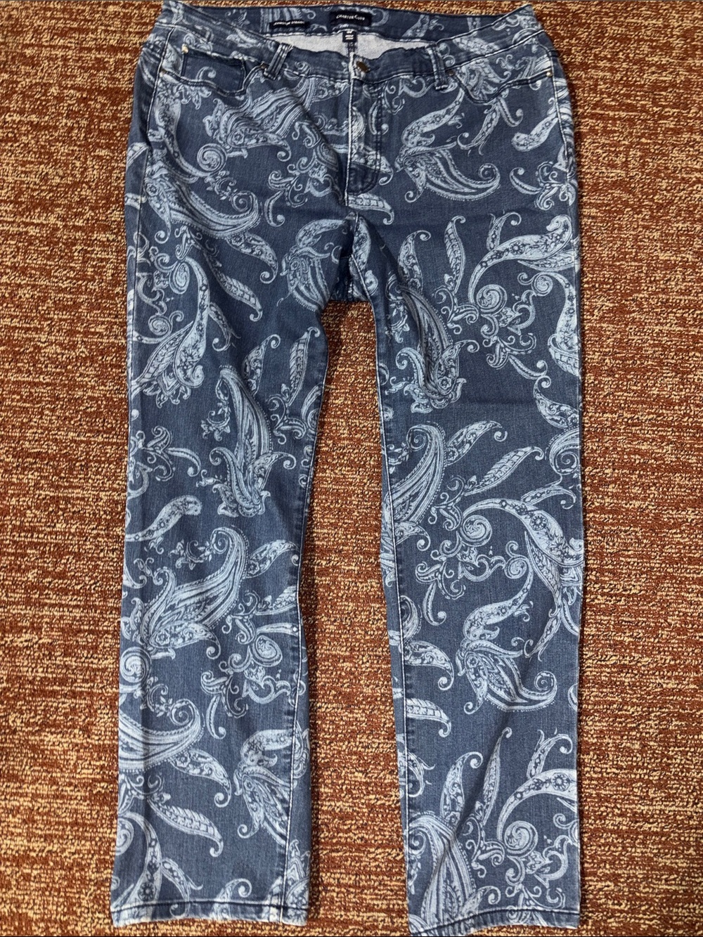 paisley print Lexington straight mid rise denim printed denim casual stretch 16